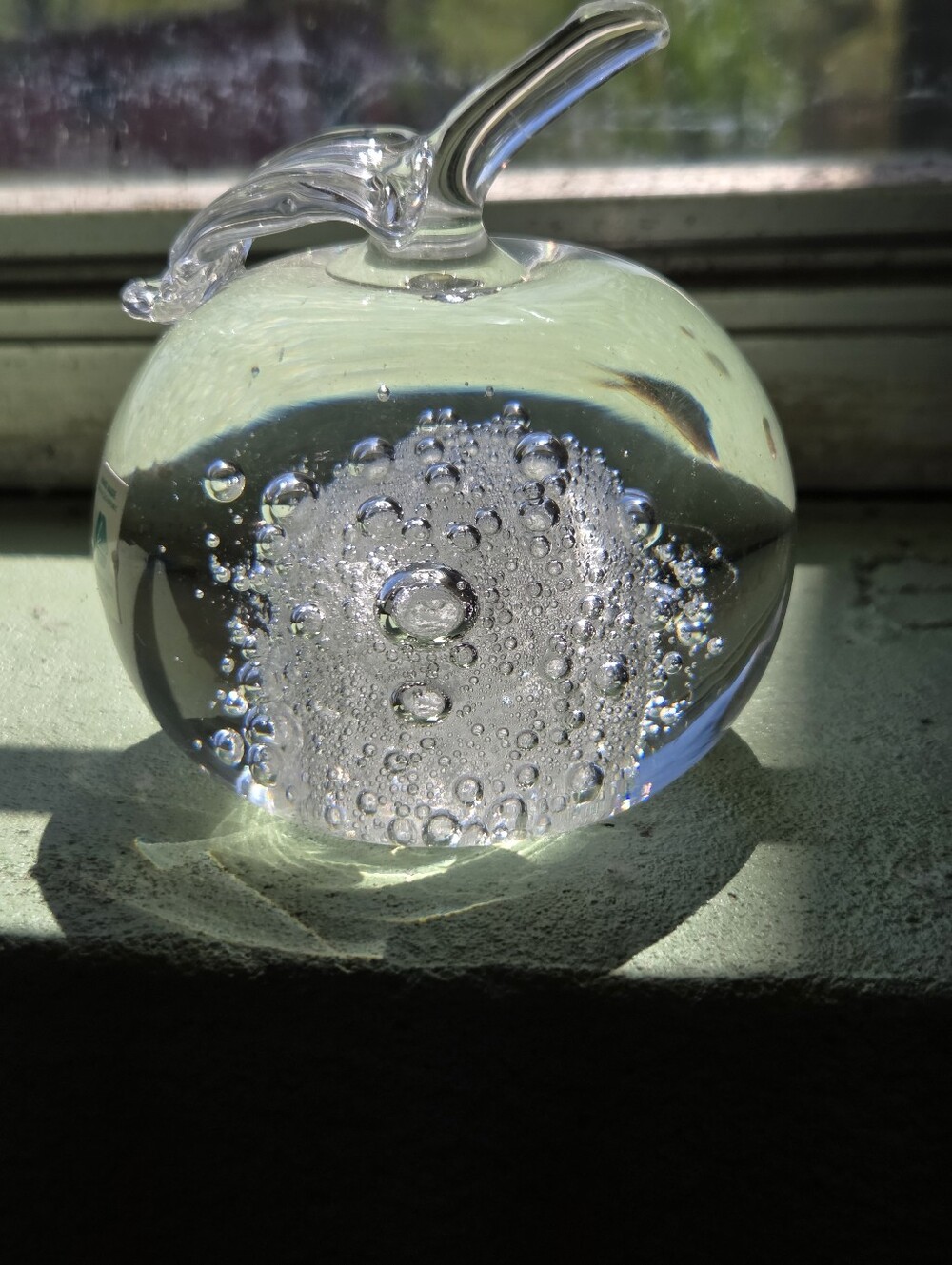 Czech Controlled Clear Glass Bubble Apple Sculpture - Decorative Home Art